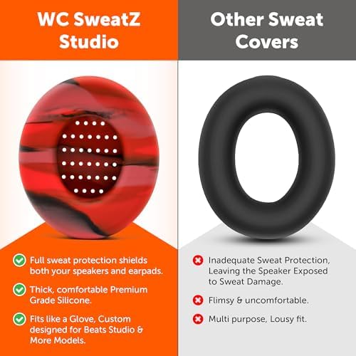 Upgrade Your Beats: WC Sweat Z Studio Earpad Covers for Studio 2 & 3 | Revolutionary Sweatproof Design, Effortlessly Washable, Perfect Fit | Unmatched Protection for Headphones & Enhanced Comfort