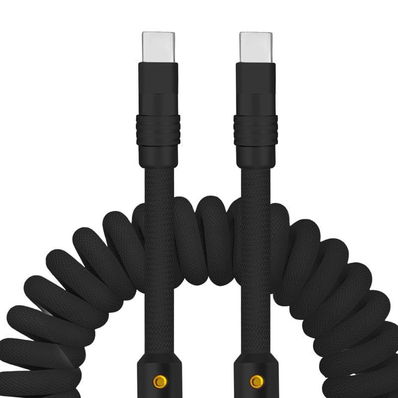 Experience Unmatched Charging Versatility with the Chubbycable Curly Chubby – 240 W High-Speed Retractable USB-C Cable, Extends 2.29 to 3.6 FT, Ideal for Car Play & Android Auto, Stylish Dark Blue and Green Coiled Design for Effortless Organization and Durability