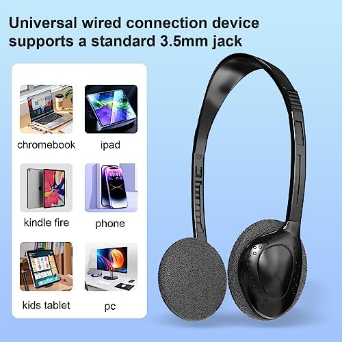 Bulk 30-Pack Adjustable Classroom Headphones – Durable 3.5 mm Jack Earphones with Soft Cushioned Pads for Kids & Adults – Ideal for Libraries and Educational Settings – Enhance Focus & Engagement with Superior Sound Quality and Customizable Fit