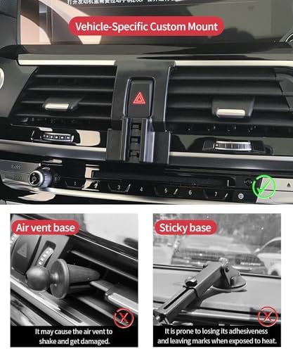 Ultimate 360° Rotating Car Phone Holder for 2022-2024 BMW X3 & 2022-2025 BMW X4 – Premium Mobile Device Mount for Effortless Hands-Free Navigation and Stylish Interior Enhancement, Quick No-Tool Installation, Compatible with All Smartphones