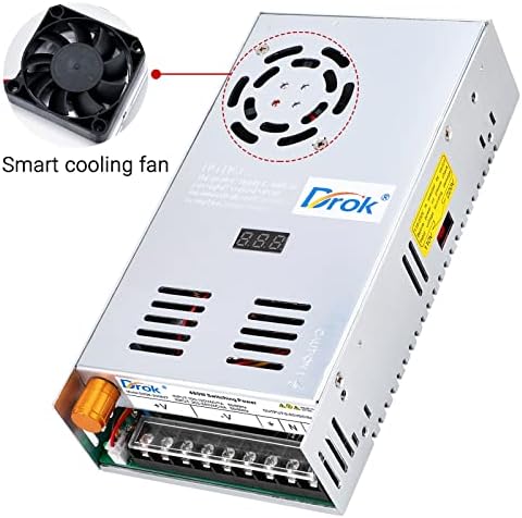 DROK 24 V Adjustable Power Supply – High-Efficiency AC to DC Converter for Reliable Power Delivery, 20 A 480 W Regulated Adapter Perfect for Computer Labs and Versatile Electronic Applications, Adjustable 5 V to 24 V Voltage Transformer for Enhanced Performance and Compatibility