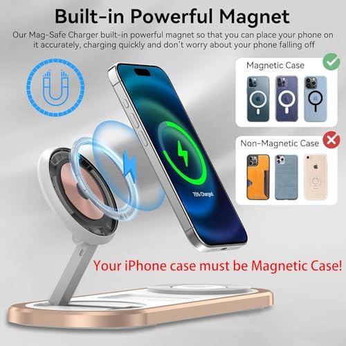 Ultimate 3-in-1 Wireless Charging Station for Apple Devices – Foldable & Portable Charger for i Phone 16/15/14/13/12 Series, Apple Watch Ultra/SE/6/5/4/3/2/1, and Air Pods Pro/2/3/4 – Fast, Efficient, and Travel-Friendly Design for Seamless Power Solutions