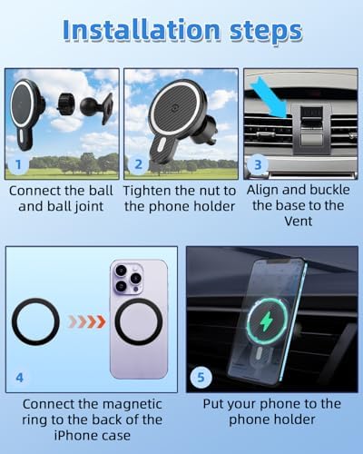 Upgrade Your Toyota Tundra or Sequoia Driving Experience with the 360° Rotating Mag Safe Phone Holder – Premium Dashboard Mount Designed for 2020-2025 Models, Ensures Safety, Accessibility, and Sleek Aesthetics Without Air Vent Obstruction