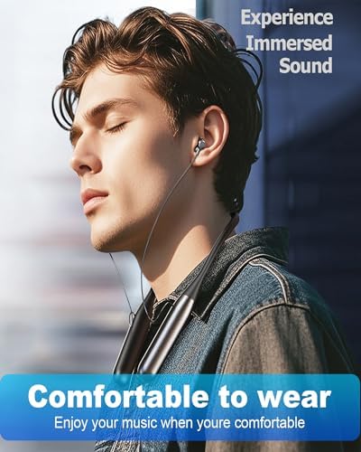 ZXQ Wireless Bluetooth 5.3 Neckband Earbuds – 100-Hour Playtime, Ergonomically Designed Waterproof Sport Headphones with Hands-Free Microphone and Stylish Carry Case for Ultimate Comfort and Connectivity on the Go