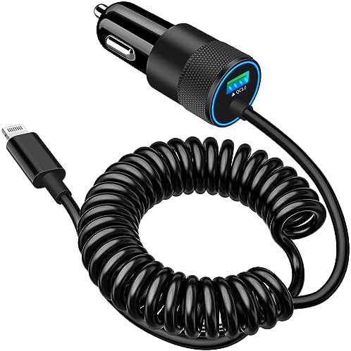 Rombica 105 W MFi Certified Dual USB-C & USB-A Fast Car Charger for i Phone 16 Pro Max – Ultimate Portable Power Solution with 6 FT Coiled Type-C Cable for Rapid Charging on the Go, Perfect for Road Trips and Daily Commuting