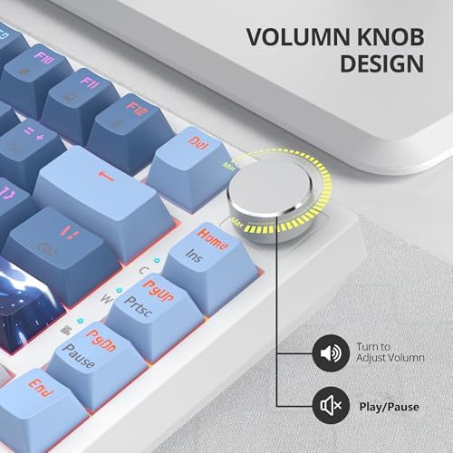 Transform Your Gaming Setup with the 75% Monster B Wired Mechanical Keyboard – 82 Keys, Gasket Mount Design, Hot-Swappable White Switches, RGB Lighting, Programmable Features for Mac/Windows – Unmatched Speed and Comfort for Gamers and Professionals