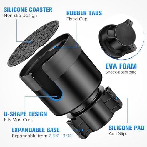 Car Cup Holder Phone Holder, Universal Adjustable Cell Phone Cup Holder Expander for Car, Fits All 4.0-7.0 Inches Smartphones, Most Bottles 20-40 oz, Black – Enhanced Compatibility and Speed