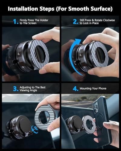 Ultra-Suction Magnetic Phone Holder for Mag Safe – 89+ lbs Grip & 3200 gf Magnetic Force – 360° Adjustable Mount for i Phone & Android Devices – Versatile Hands-Free Car, Gym, or Mirror Use – Durable Black Design for Safety and Convenience