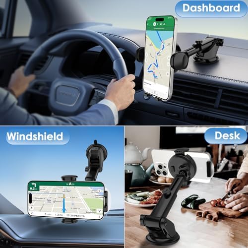 Transform Your Driving Experience with the 360-Degree Rotating Rearview Mirror Phone Holder – Adjustable Fit for 4-7 Inch Smartphones, Sleek Mirror-Black Design for Ultimate Convenience and Safety