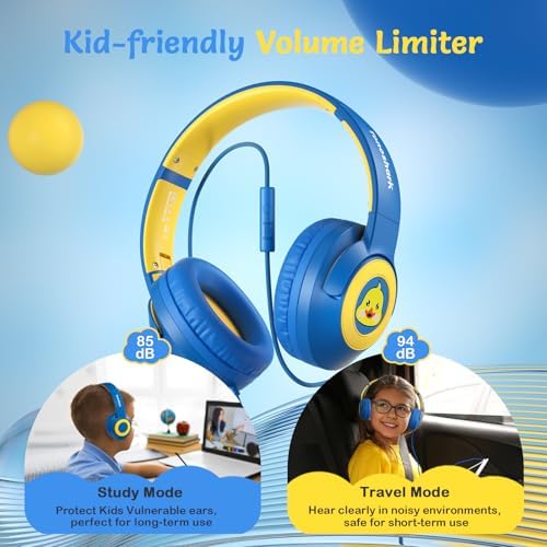 Comfortable Pink Headphones for Kids with Microphone – Safe Listening Technology at 85/94 d B, Foldable & Portable for School and Travel, Includes Stylish Carrying Case – Ideal for Young Girls Who Love Music and Learning