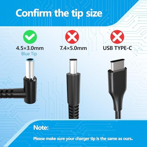 High-Speed 45 W HP Laptop Charger – 19.5 V 2.31 A Power Adapter for Pavilion, Spectre, Elite Book, and Stream Laptops – Enhanced Compatibility with Multiple Models and Reliable Performance – Ideal Replacement for 741727-001, TPN-C125, HSTNN-LA40 – 12-Month Warranty Included