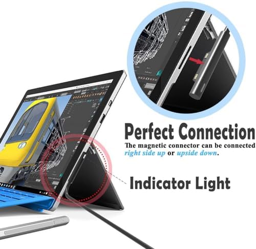 High-Speed 65 W Surface Laptop Charger – Universal Compatibility for Microsoft Surface Pro 3/4/5/6/7/8/9/X and Surface Book 1/2/3 with Smart Safety Features and USB Charging Port – Durable, Efficient Power Supply for Home, Office, and On-the-Go Use