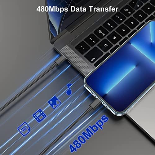 Blue Fast Charger Cable 2-Pack – 6 ft USB Type C to Lightning for i Phone 14/13/12 Pro Max, MFi Certified Charging Cord for Enhanced Speed & Compatibility – Durable Design for Everyday Use