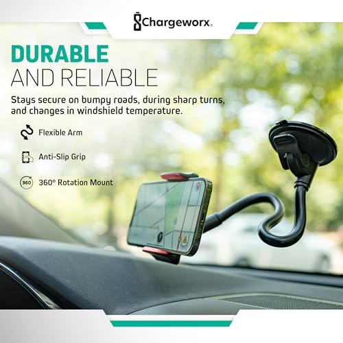 Revolutionary Magnetic Phone Mount for Car Windshield – 14-Inch Flexible Arm Holder with Secure Suction Cup – 360-Degree Rotation for Optimal Visibility and Enhanced Compatibility – Effortless Installation for Hands-Free Navigation and Safety