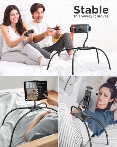 SAIJI Adjustable Tablet Stand Holder – Versatile and Portable Dock for 4.7″-17.3″ Devices, Perfect for Desk, Bed & Gaming – Enhanced Stability, Customizable Viewing Angles, Sleek Black Design for Ultimate Comfort and Productivity