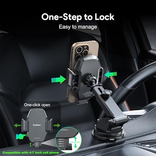 Car Phone Holder &15W Wireless Fast Charger, Auto-Clamp Qi Charging Mount, 360° Adjustable Phone Holder for iPhone/Android, Air Vent Mount with Overcharge Protection – by Esoulk – Enhanced Compatibility and Speed