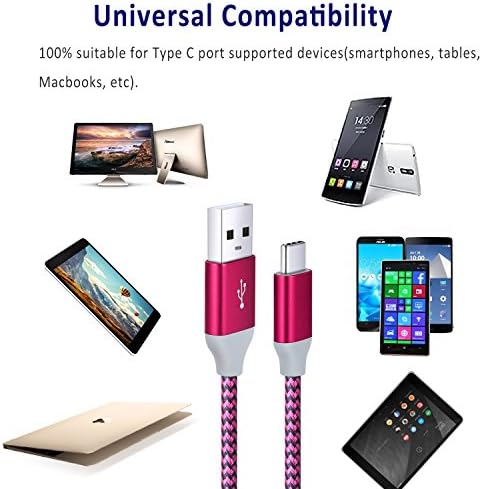 10 ft USB C Fast Charging Cable 3-Pack – Durable Nylon Braided Type C Charger for Android & i Phone 16/15 Pro Max, Samsung Galaxy S25/S24/S23 – Enhanced Performance, Versatile Compatibility & Rapid Data Transfer