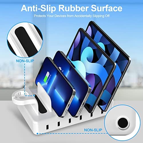 50 W Multi-Device Charging Station – High-Speed Six-Port USB Dock for Phones, Tablets, Kindles & Smartwatches – Fast Universal Charger for Home & Office Convenience – Declutter Your Charging Experience!