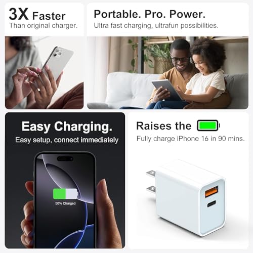 30 W Dual Port USB C Fast Charger Pack – Rapid Charging Adapter for i Phone 16/15/14/13/Pro/Pro Max & i Pad, Enhanced Compatibility with Samsung S21/S22 & Google Pixel – Compact Power Solution for Home, Office & Travel