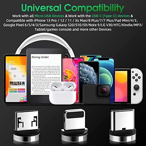 ANMONE 540° Rotatable USB Magnetic Charging Cable Trio – Fast Charging & Data Transfer Cords in 1 m, 2 m, 3 m Lengths for Ultimate Device Compatibility and Convenience – Effortless One-Handed Connection with Premium Durability