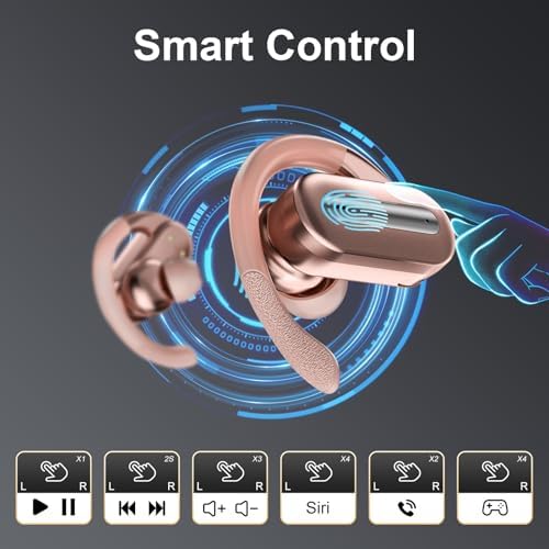 Vibe Haven Bluetooth 5.4 Sports Earbuds: Ultra-Lightweight IPX7 Waterproof Wireless Headphones with Secure Earhooks, Enhanced ENC Noise Cancellation for Superior Call Clarity – Ideal for Active Lifestyles, Intense Workouts, and Daily Commutes – Ergonomically Designed for Comfort and Unrivaled Sound Quality