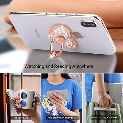 Blingy Heart-Shaped Phone Finger Ring Holder – 360° Rotatable Zinc Alloy Kickstand with Crystals for Secure Grip and Enhanced Style – Washable & Removable Smartphone Accessory for All Devices in Rose Gold
