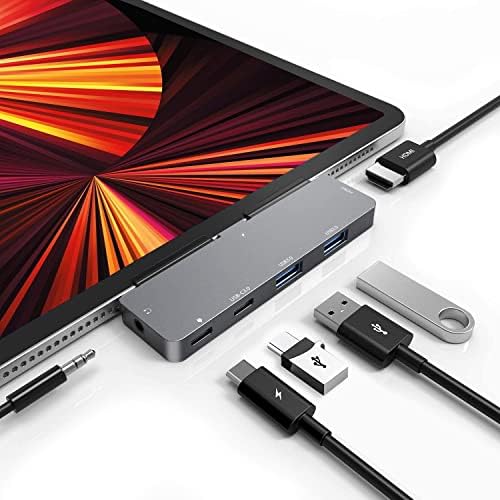 Transform Your i Pad into a Powerhouse: Ultimate USB C Hub for i Pad Pro and Air with 4 K HDMI, Dual USB 3.0 Ports, and 3.5 mm Audio Jack – Fast Charging & Data Transfer for i Pad Mini M4 M2 11, 12.9, 13 Inch Accessories – Unmatched Versatility and Performance