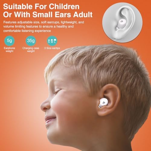 Kids Bluetooth Earbuds with 85 d B Safe Volume – Waterproof Touch Control Headphones for Young Audiophiles | Built-in Mic, Portable Charging Case | Perfect for School, Travel & Home Use | Stylish Fox Design for Boys and Girls, Compatible with Phones, Tablets & Kindles