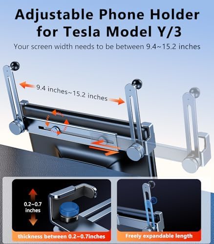 Dual Head Tesla Phone Mount Model Y/3 2026 2025 2024 2023 2022 2021, [Magnetic/Clip] Car Accessories for Tesla Screen Phone Holder Stand, (Fit for Tesla Model Y(Juniper)/3(Highland)) – Enhanced Compatibility and Speed