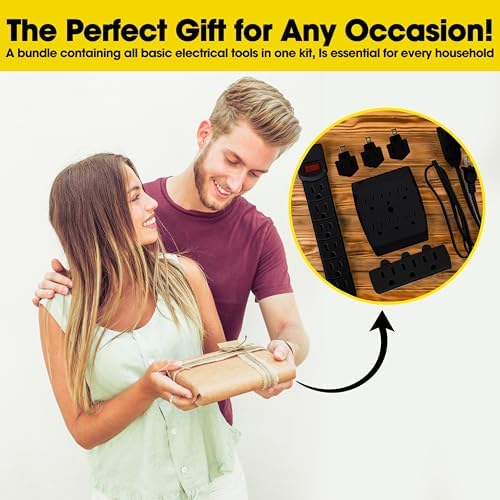 Comprehensive 7-Piece Multi-Outlet Power Management Kit – Versatile 6 Outlet Power Strip, Dual Outlet Extenders, 5 Ft Indoor Extension Cord & 3 Prong Adapters for Enhanced Compatibility – Essential Home & Office Surge Protection Solution in Sleek White Design