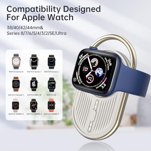 Compact Magnetic Power Bank for Apple Watch – Yo Fe W 1200 m Ah Portable Charger, Fast Wireless Charging Keychain for i Watch Series 9/8/7/6/5/4/3/2/SE/Ultra (Black) – Ultimate Travel Essential for Effortless Power Management