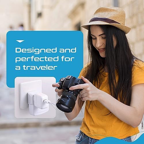 Ultimate Universal Travel Adapter: 35 W Fast Charging Power Converter with PD & QC 3.0, Dual USB-C & Triple USB Ports for Seamless Global Connectivity – Compatible with Type A, C, G, I Outlets for Effortless Charging Across EU, US, UK & Beyond – Perfect Travel Companion for Modern Explorers