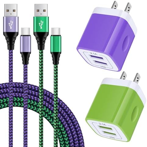 Ultimate Fast Charging Dual Port USB Wall Charger Trio – 2.1 A Quick Charge Adapter with Type C Cable for Samsung Galaxy S24 Ultra, i Phone 16, Google Pixel 9 Pro & More – Perfect Travel-Ready Power Solution for Active Lifestyles
