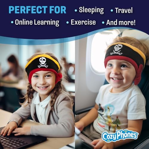 Wireless Pirate-Themed Kids Headband Headphones – Cozy Phones Comfortable Earphones with Volume Limiting for Ages 1-3, Perfect Lightweight Travel Accessory for Young Adventurers at Home and On-the-Go