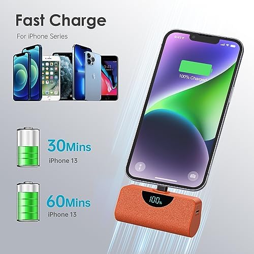 Ultra-Compact 5200 m Ah Power Bank for i Phone – 20 W PD Fast Charging Mini Portable Charger for i Phone 14 Pro Max/14/13/12/11/XR/X/8/7/6/SE – Lightweight Battery Pack with Intelligent Charging Technology for On-the-Go Power