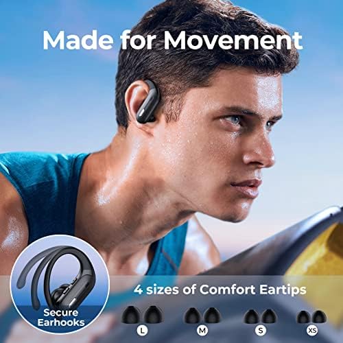 Mint Green Wireless Earbuds with Bluetooth 5.3 – 90-Hour Playtime Sports Headphones Featuring Waterproof Design, Secure Over-Ear Hooks, and Real-Time Battery Monitoring for Active Lifestyles and Android Compatibility – Premium Comfort with Superior Sound Quality