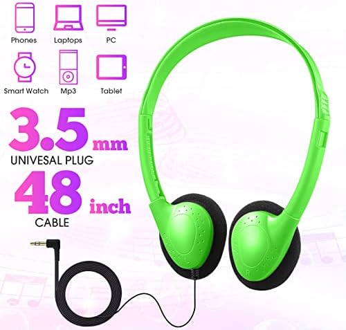 Chumia 40-Pack Kids Adjustable Wired Headphones – Vibrant Classroom Earphones for Enhanced Learning & Comfort – Ideal for Group Activities, Travel, and 3.5 mm Device Compatibility – Durable & Lightweight Design Perfect for Young Learners – Explore 10 Fun Colors to Personalize Every Experience