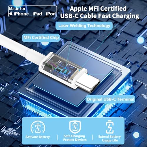 Linocell 20 W USB-C Wall Charger Duo with 6 FT MFi Certified Lightning Cable – Accelerated Charging for i Phone 14, 13, 12, 11 Pro Max & i Pad – Compact & Travel-Friendly Power Solution for Effortless Device Management