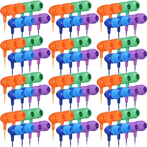 Macarrie 200 Pack Wired Earbuds – Vibrant Classroom & Office Headphones with 3.5 mm Compatibility – Individually Bagged for Hygiene & Seamless Distribution – Lightweight & Durable Design for All-Day Comfort – Ideal for Lectures, Music Listening, and Conference Calls