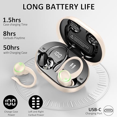Ultimate Bluetooth 5.4 Sports Earbuds with 50-Hour Playtime, IP7 Waterproof Design, and Enhanced Deep Bass – Perfect for Fitness Enthusiasts and Runners in Vibrant Purple, Engineered for Unmatched Comfort and Superior Noise Cancellation