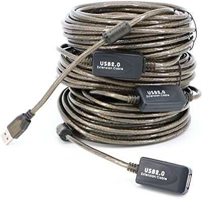 PASOW 50-Foot USB 2.0 A Male to A Female Active Extension Cable with Signal Booster and LED Indicator – Optimal High-Speed Data Transfer for Printers, Keyboards, Game Consoles, and More – Perfect for Home & Office Connectivity Solutions