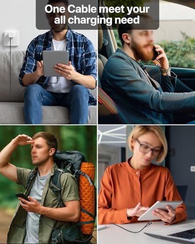 SOOPII 100 W 6.6 FT 4-in-1 Multi-USB C Charging Cable – Fast Charging Solution with USB-C, USB-A, and Lightning Connectors – Durable Nylon Braided Design for Phones, Tablets, and Laptops – Ultimate Versatility for Home and Travel