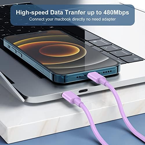 Premium 2 Pack USB C to Lightning Cable – 6 ft Apple MFi Certified Fast Charging Cord for i Phone 13/12/11 Pro/Max, Durable Power Delivery Charging Solution in Sleek Black – Unmatched Speed and Compatibility for On-the-Go Users