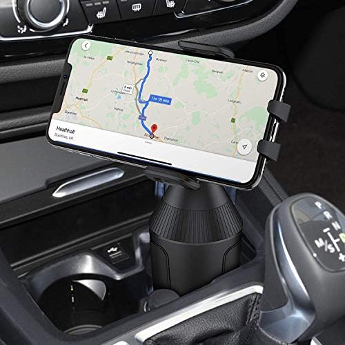 Wix Gear Adjustable Cup Holder Phone Mount – Revolutionary Car Accessory for Hands-Free Navigation and Calls, Universal Compatibility with i Phone, Samsung, Google – Enhanced Stability with Expandable Side Arms and Sturdy Base for Optimal Viewing Angles – Elevate Your Driving Safety and Convenience