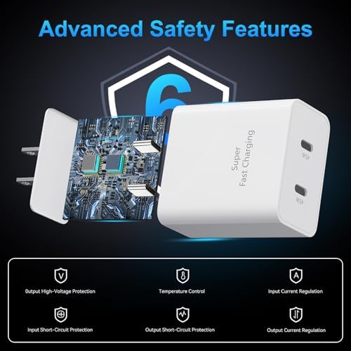 45 W Super Fast USB-C Charger for Samsung Galaxy | Dual Port Fast Charging Block with 10 FT Cable | Ultimate Compatibility for Galaxy S25/S24/S23/S22 Series | Efficient, Reliable, and Travel-Friendly Charging Solution