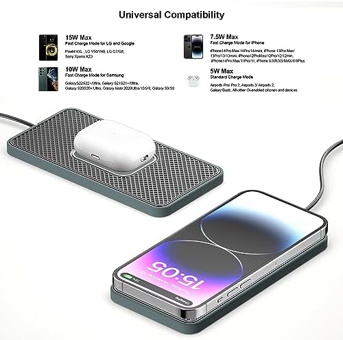 Effortless Wireless Car Charger Pad – Rapid Multi-Device Charging Station for i Phone 16/15/14/13/12 Pro & Samsung S20/S21/S22/S23 – 1 Meter Cable Included for Ultimate Convenience – Qi-Compatible Design for Air Pods and More – Sleek, Space-Saving Accessory for Your Vehicle’s Interior