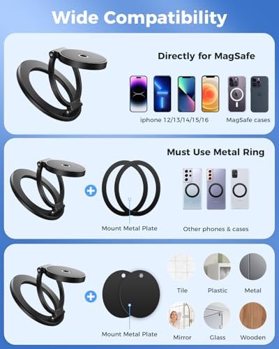 Revolutionize Your Mobile Experience with the SUPERONE Magnetic Phone Grip & Kickstand – Versatile Dual-Sided Ring Holder for i Phone 12-16 Series and Compatible Devices, Secure Attachment, Effortless Hands-Free Viewing, Perfect for Navigation and Daily Use