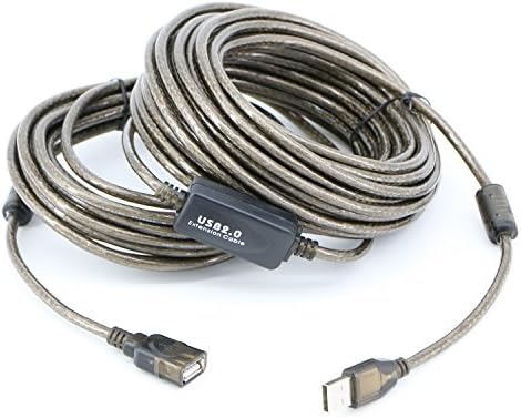 PASOW 50-Foot USB 2.0 A Male to A Female Active Extension Cable with Signal Booster and LED Indicator – Optimal High-Speed Data Transfer for Printers, Keyboards, Game Consoles, and More – Perfect for Home & Office Connectivity Solutions