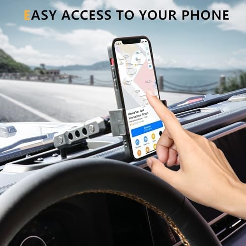 2024-2025 Jeep Wrangler JL Magnetic Phone Mount – Adjustable 360° Dashboard Cradle for Secure Navigation and Hands-Free Use – Sleek Black Finish for Enhanced Interior Style – Quick Installation for Optimal Driving Safety and Convenience