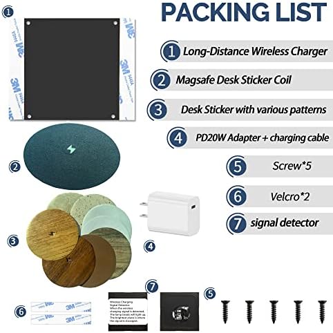 Revolutionize Your Workspace with the Invisible Wireless Charger: Sleek Under-Desk 10 W Charging Pad for Mag Safe i Phone 13/12 – Enhanced Compatibility (5-15 MM) and Fast PD Adapter Included for Effortless Power Management